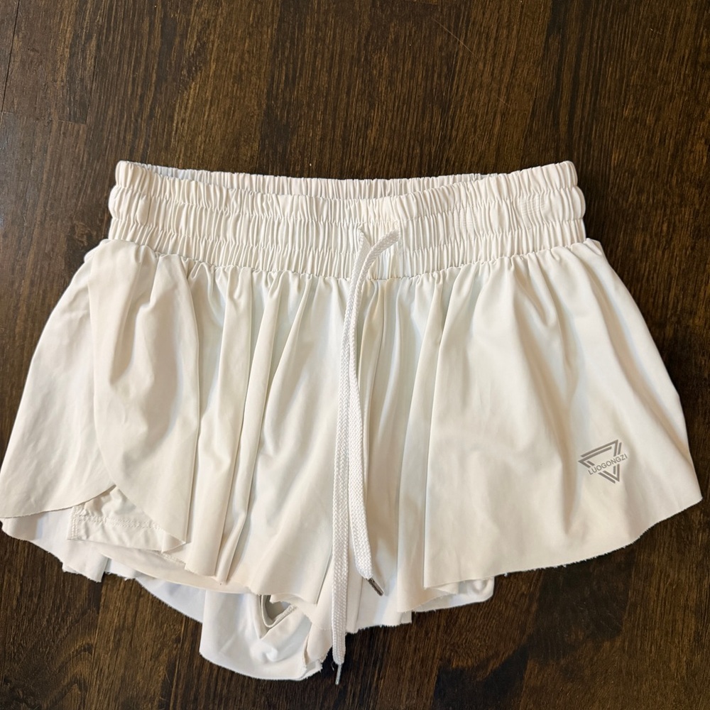 Women's White Athletic Butterfly Shorts